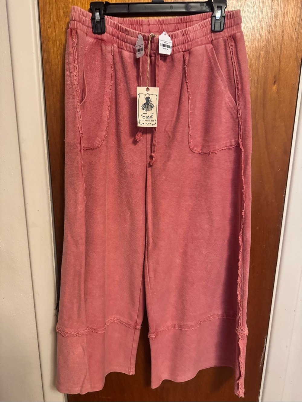 easel Rose Pink Wide-Leg Kids Sweatpants with Patch Pockets
